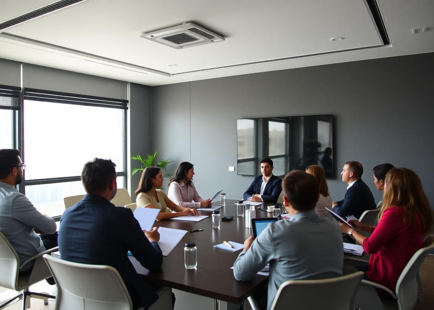 Treinamento de equipe comercial em sala de reunião